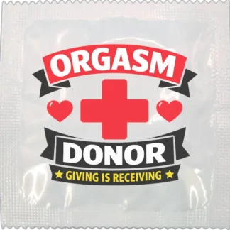 Orgasm Donor funny condom by Kissy Bang Bang
