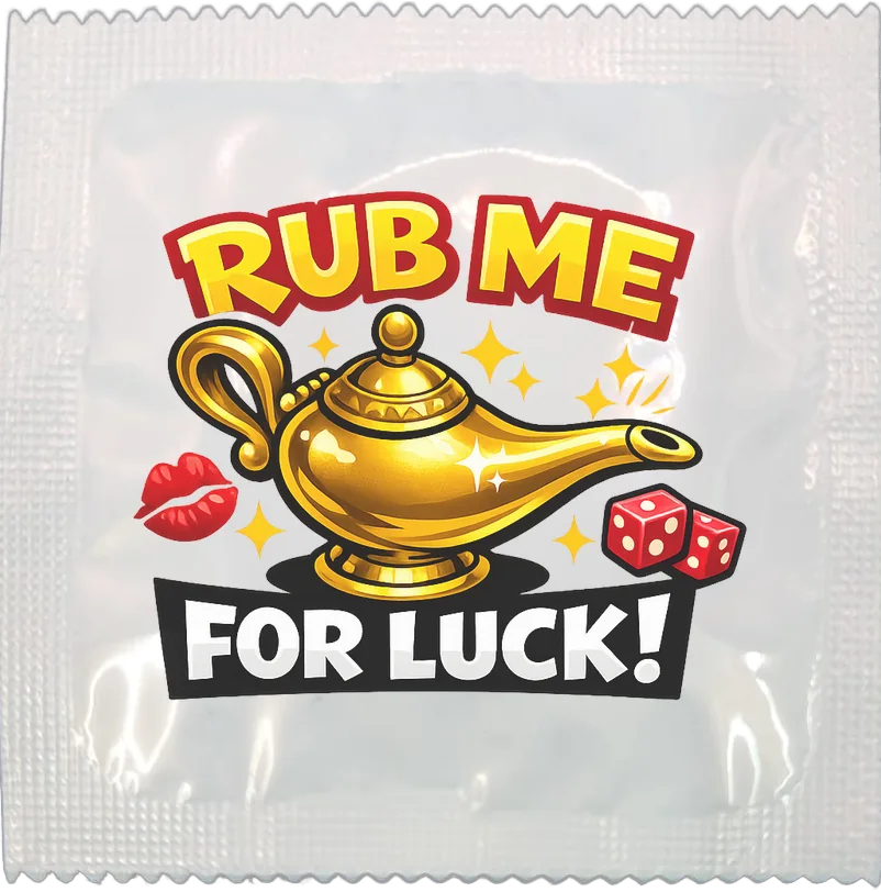 Rub Me For Luck funny condom by Kissy Bang Bang