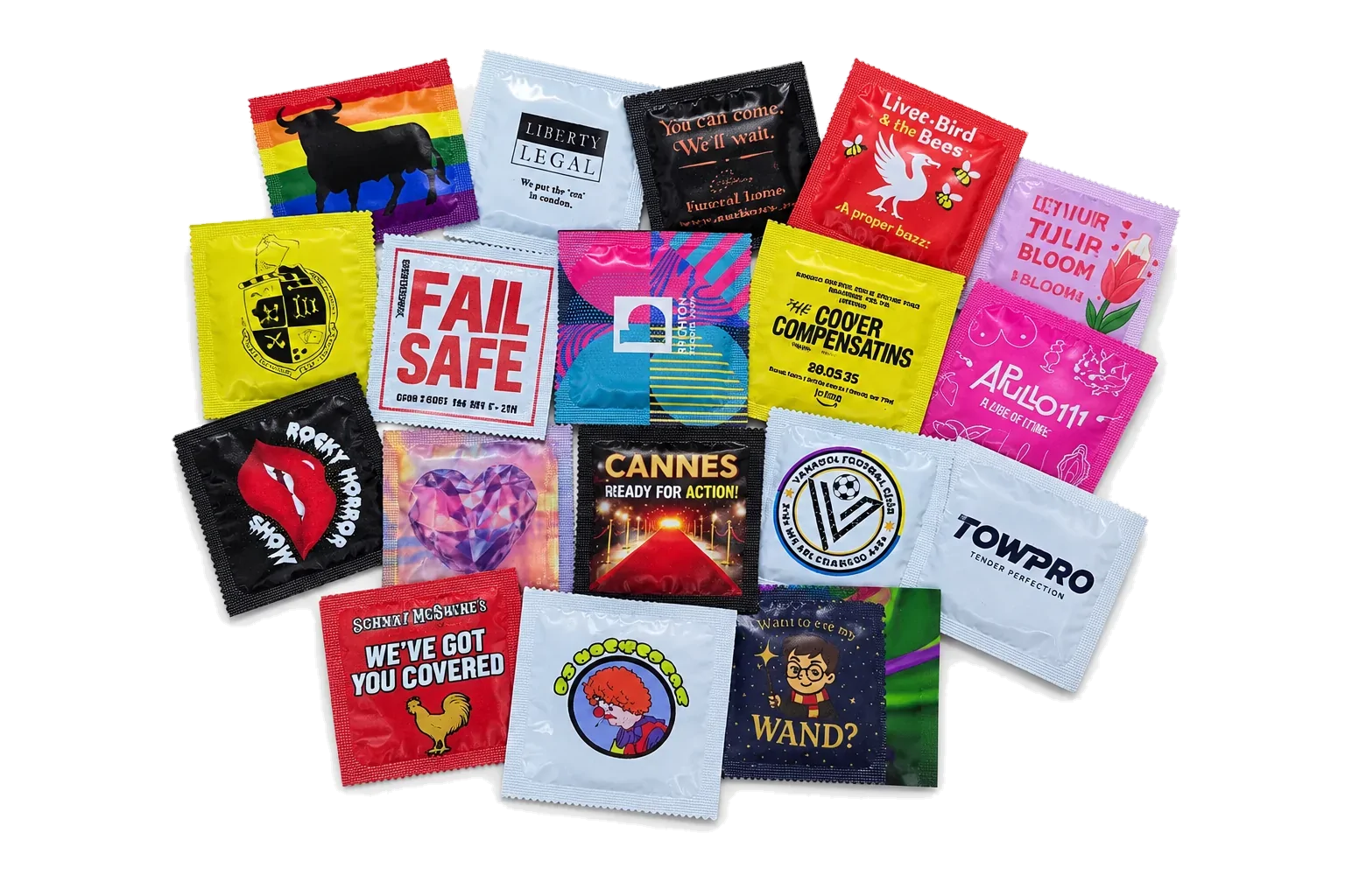Custom branded condoms printed by Kissy Bang Bang