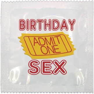 Birthday Admit One funny condom by Kissy Bang Bang