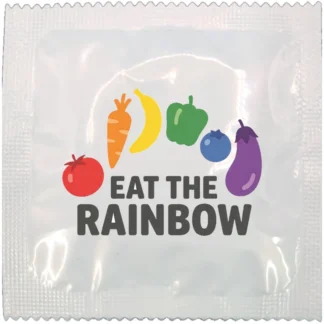 Eat The Rainbow funny condom wrapper, rainbow design