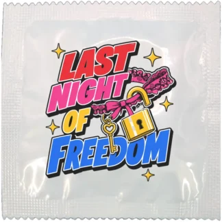 Last Night of Freedom funny condom by Kissy Bang Bang