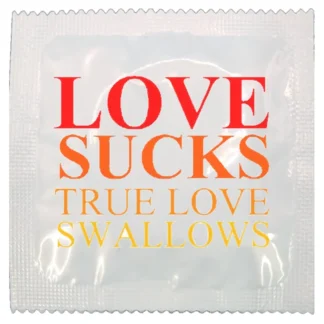 Love Sucks funny condom by Kissy Bang Bang