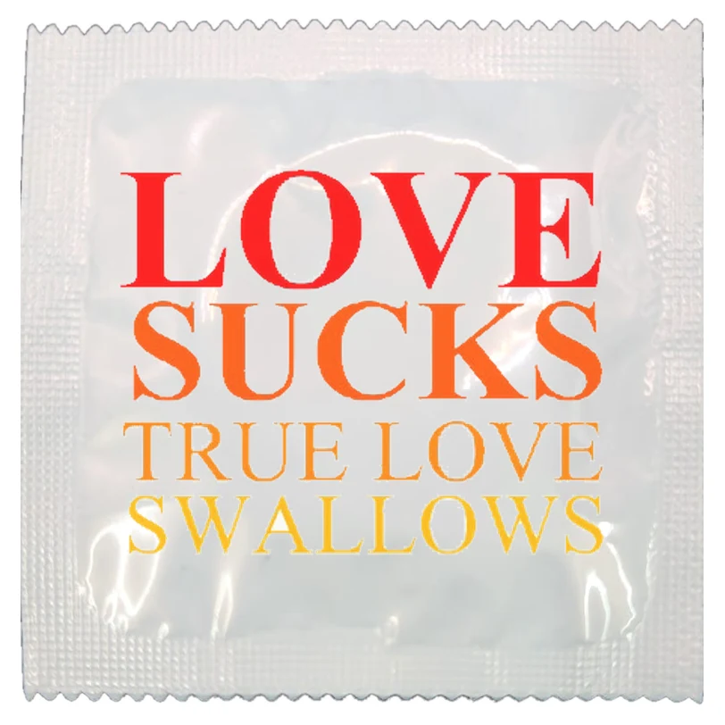 Love Sucks funny condom by Kissy Bang Bang