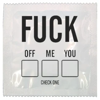 Check One rude funny condom by Kissy Bang Bang
