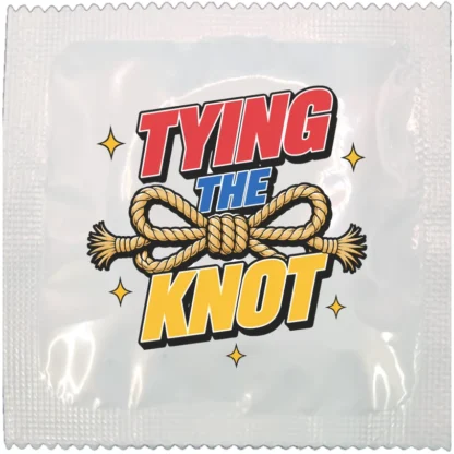 Tying the Knot funny condom wrapper, printed in the UK