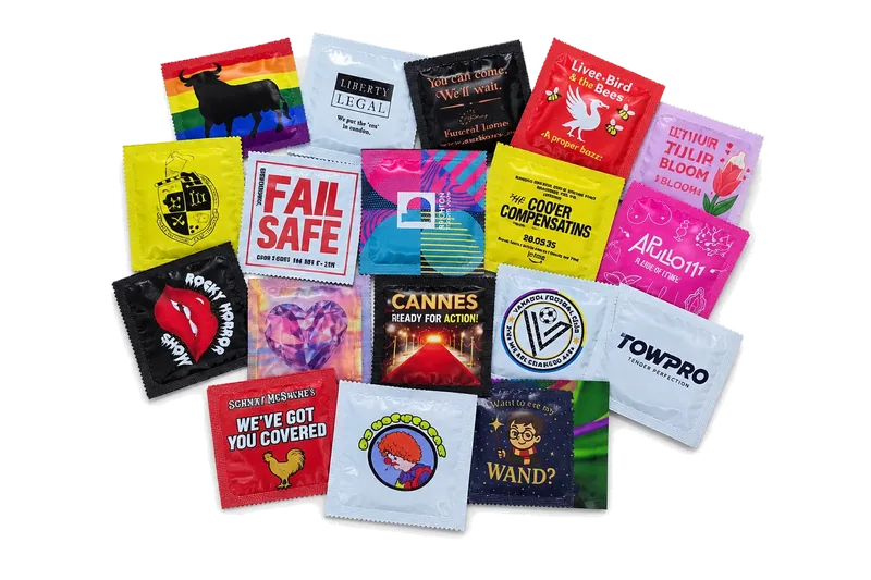 Custom branded condoms printed by Kissy Bang Bang